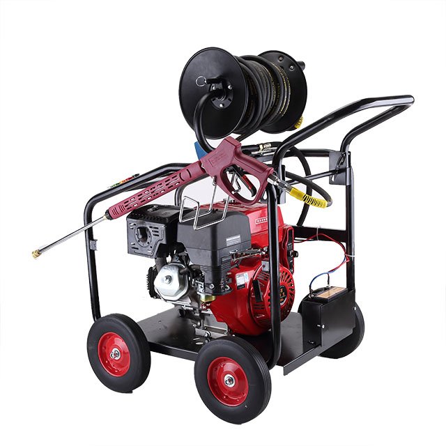 300 bar Gasoline Mobile Four-wheeled Pressure Cleaner with Hose Reel High Pressure Washer