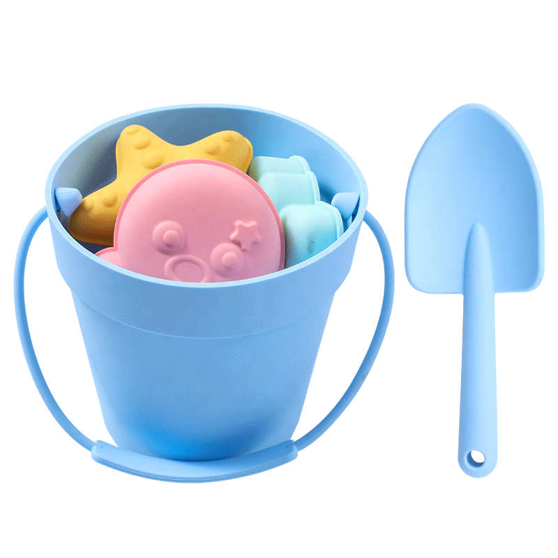 Portable Customized Silicone Beach Toys for Children Gift Silicone Bucket Pail and Silicone Sand Toys Sets