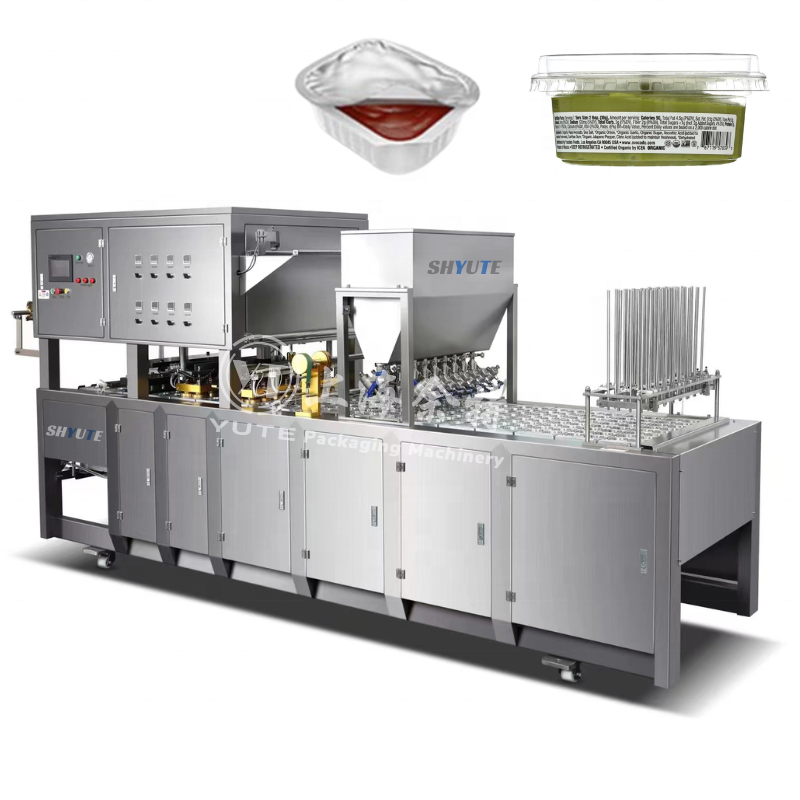 hummus plastic cup filling sealing labeling Machine hummus packing production line