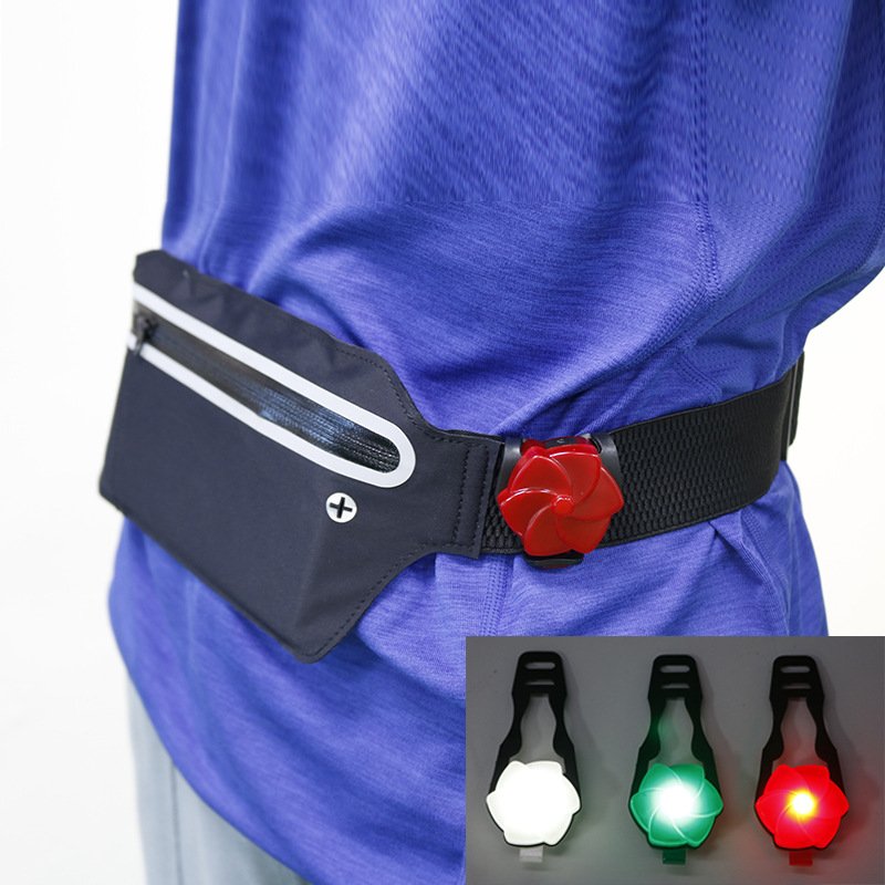 Hot sell unisex night running hiking riding usb rechargeable led safety light water resistance waist bag black zipper fanny pack
