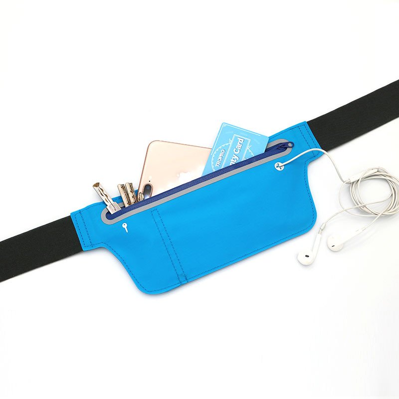 Hot sell unisex night running hiking riding usb rechargeable led safety light water resistance waist bag black zipper fanny pack