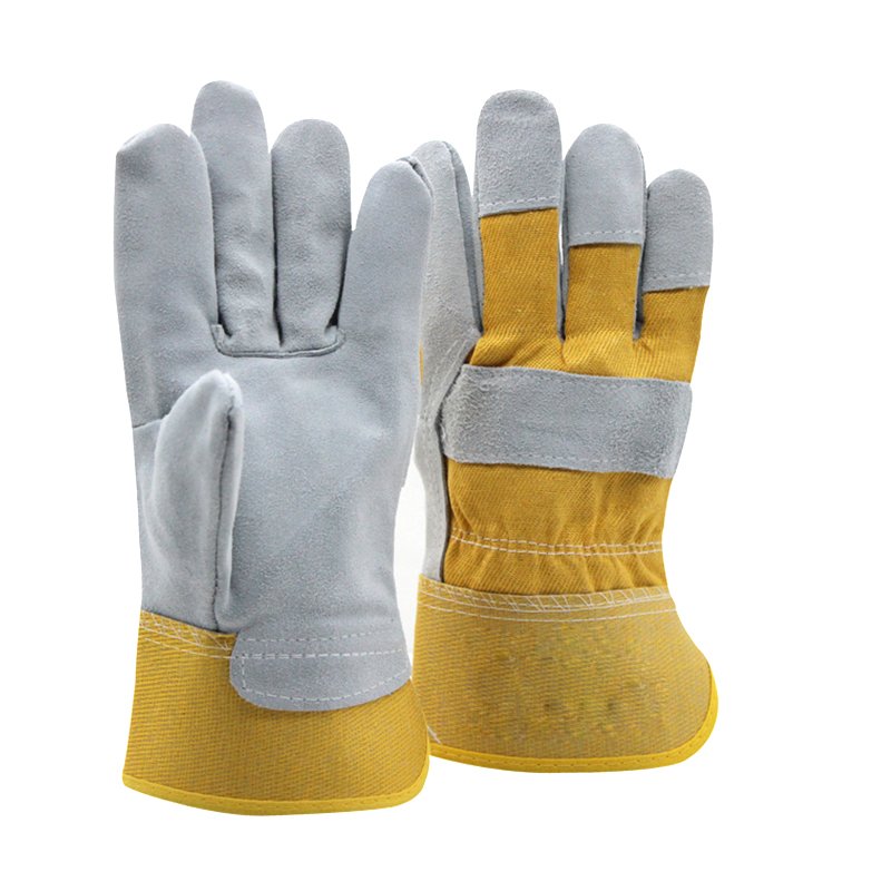 Leather Heat-resistant BBQ Grill Anti Cut Gloves Comfortable Oven Mittens Cow Split Leather Working Electric Welding Gloves