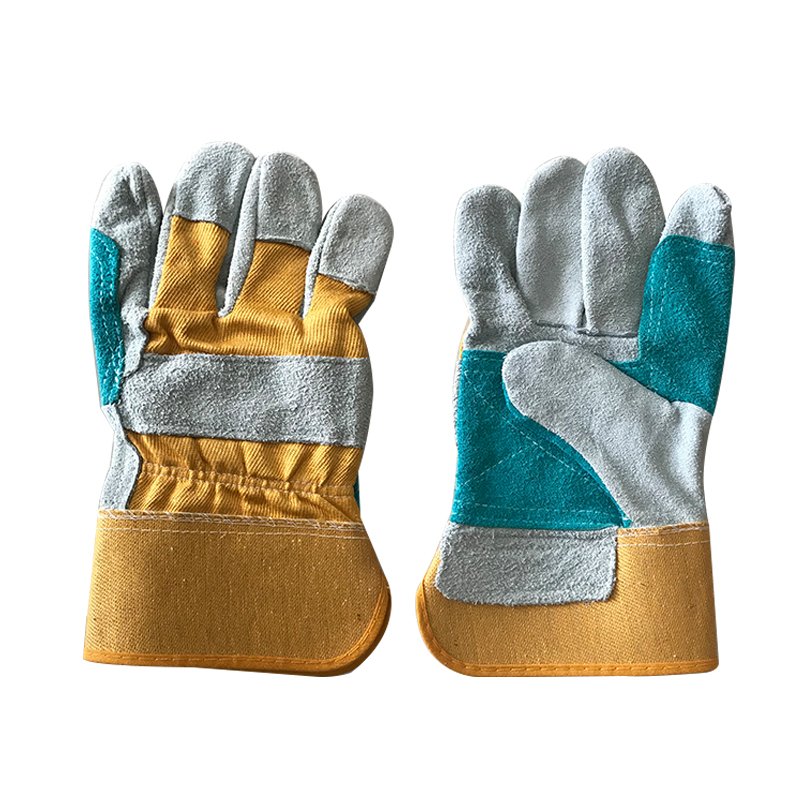 Leather Heat-resistant BBQ Grill Anti Cut Gloves Comfortable Oven Mittens Cow Split Leather Working Electric Welding Gloves