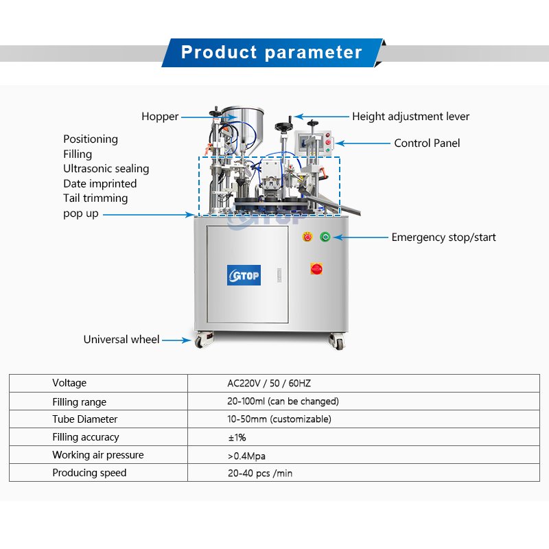 fully automatic widely used ultrasonic soft tubes filling sealing machine for cosmetics food