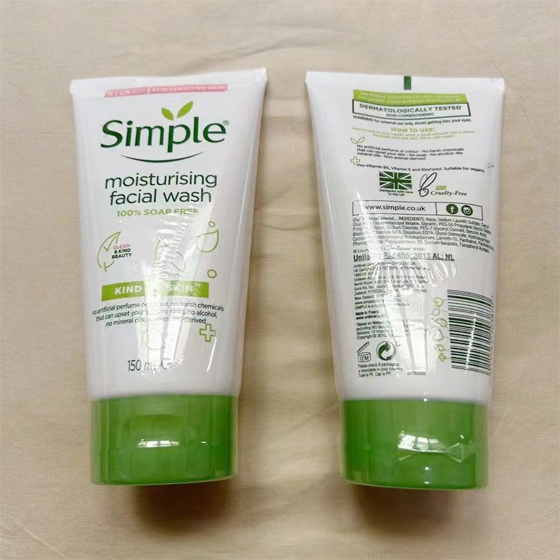 Simple Facial Cleaner Deep Cleansing Gentle Moisturizing Improve Skin Tone No Tension 150ml Green Moisturizer Regular Size 10000