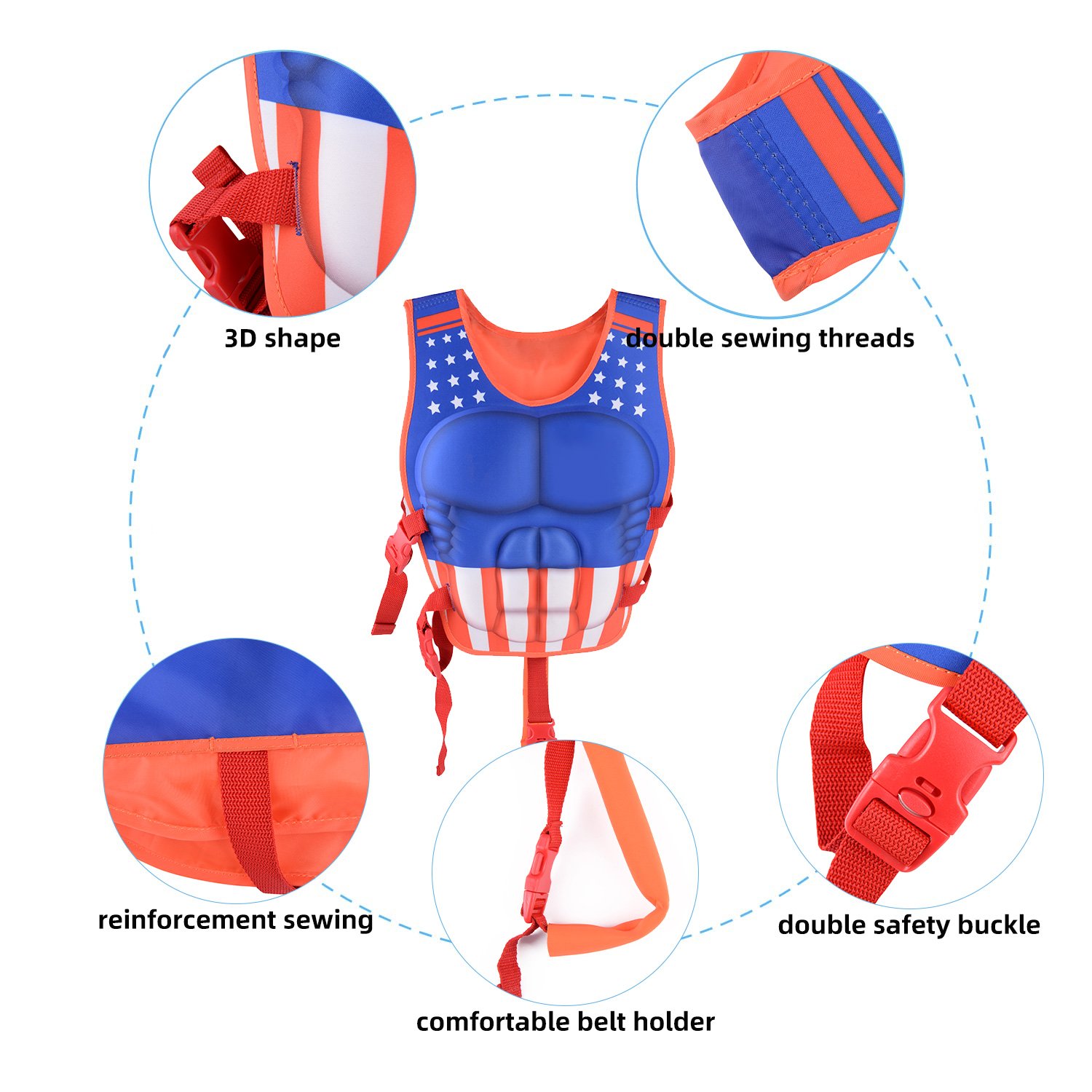 3D Design Swim Vest Custom Safety Swimming Life Jacket For Kids