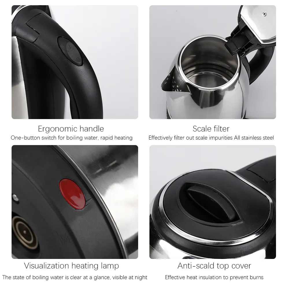 2L 2200W Instant Water Heating Stainless Steel Daily Use Household Appliances Electric Kettle