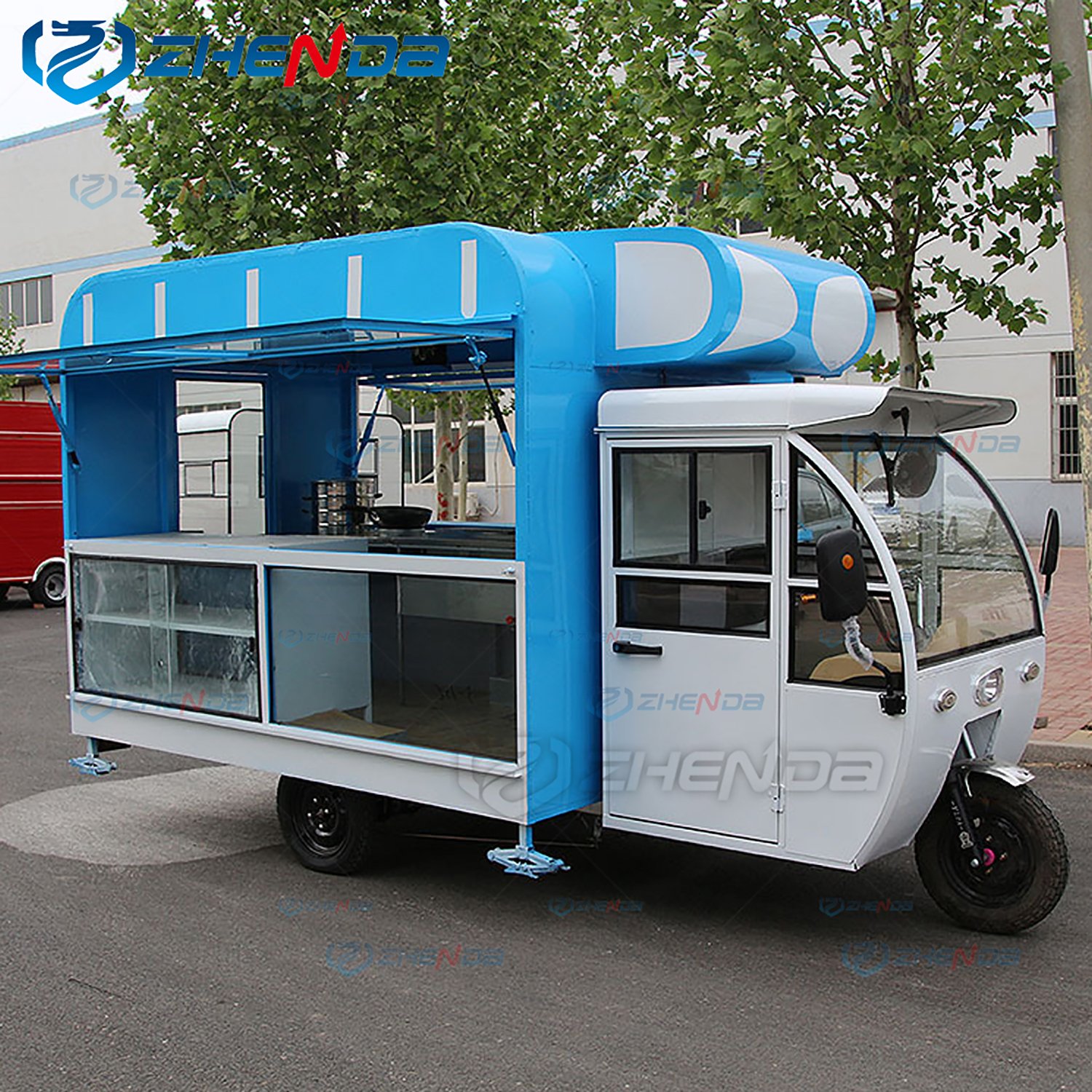 Electric tricycle three wheels vending snack food cart mobile breakfast snack food truck trailer 3 wheels