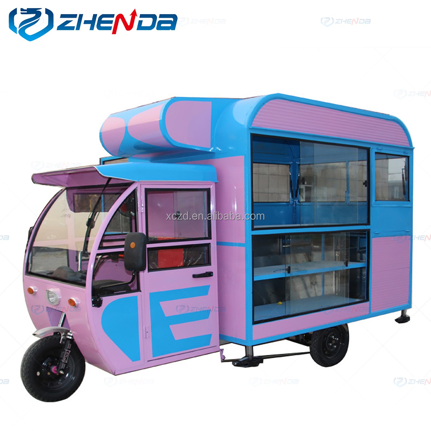 Electric tricycle three wheels vending snack food cart mobile breakfast snack food truck trailer 3 wheels
