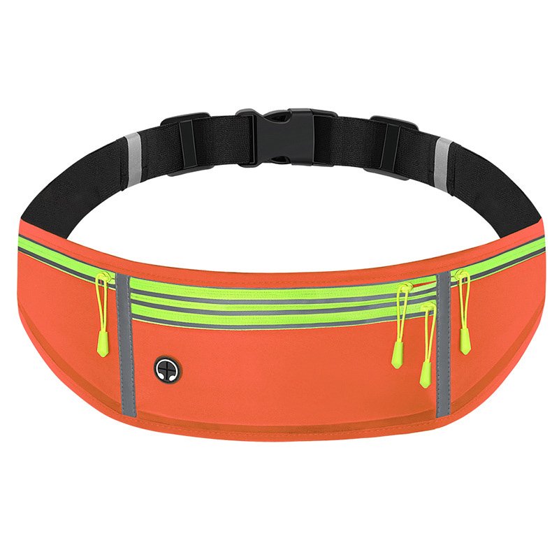Night running cycling workout traveling safety fashion reflective small water resistance four pockets waist fanny pack belt bag