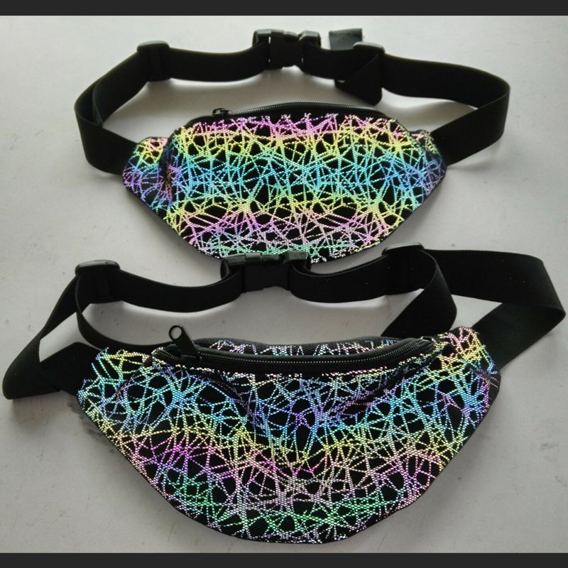 Night running cycling workout traveling safety fashion reflective small water resistance four pockets waist fanny pack belt bag