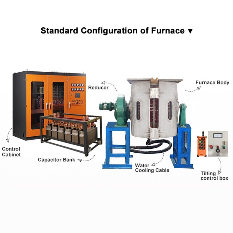 China price 100kg 200kg 500kg scrap metal cast iron steel induction melting furnace machine