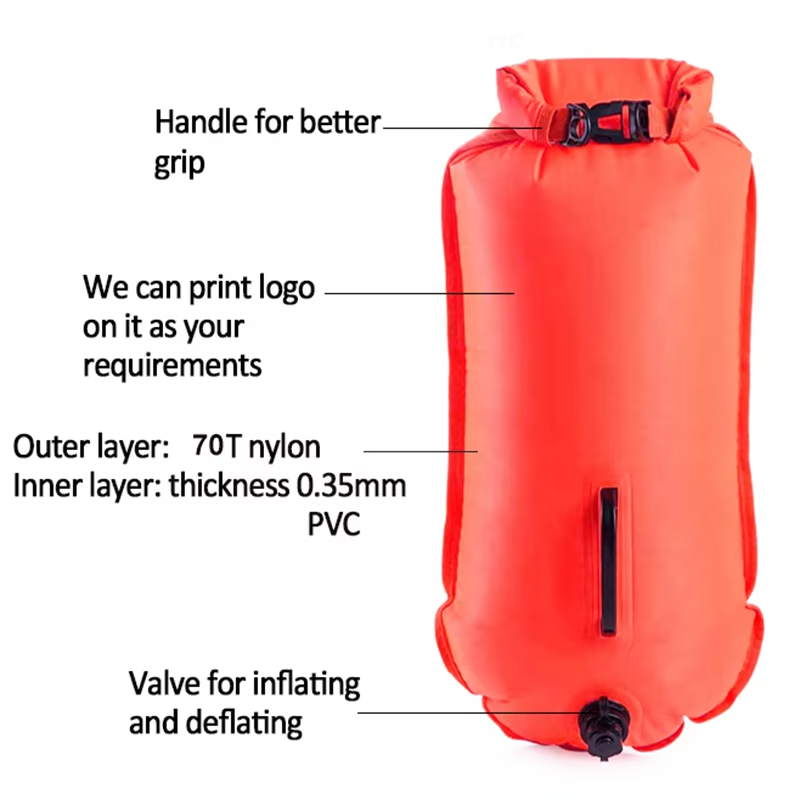 20L Dry Bag Swim Buoy Backpack with Double Air Bag for Swimming Safety for Casual Climbing Running Tour Outdoor Activities