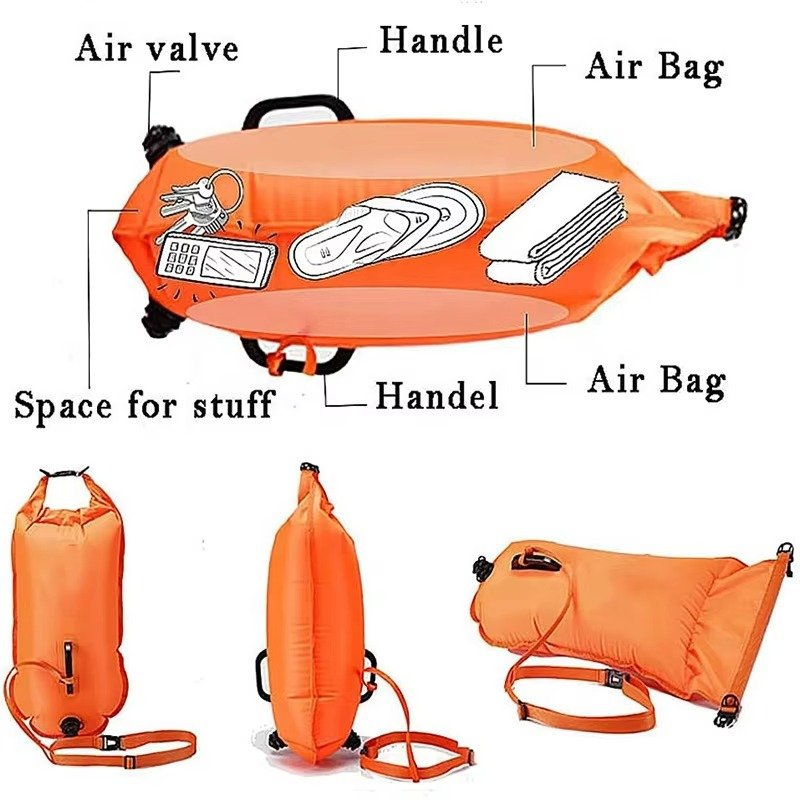 20L Dry Bag Swim Buoy Backpack with Double Air Bag for Swimming Safety for Casual Climbing Running Tour Outdoor Activities