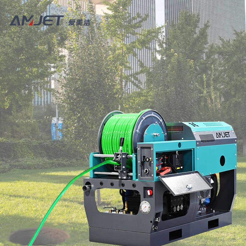 new arrival TMQ2530-ultra 3800psi 8gpm remote control activated fixed pipe dredging and cleaning machine