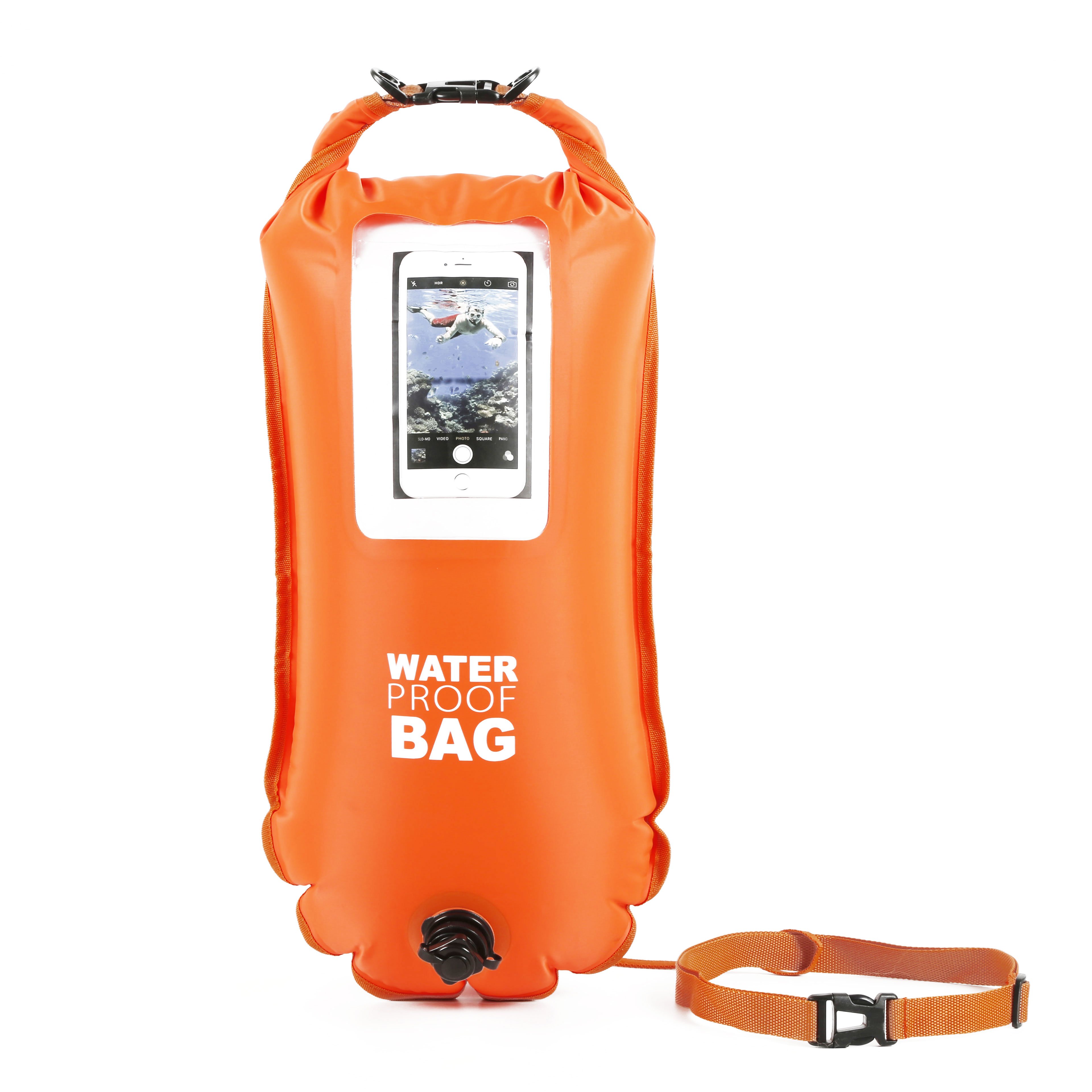 Swim Bubble for Open Water Swimmers Be Bright Be Seen While Swimming Outdoors with Safety Swim Buoy Tow Float with Phone Case
