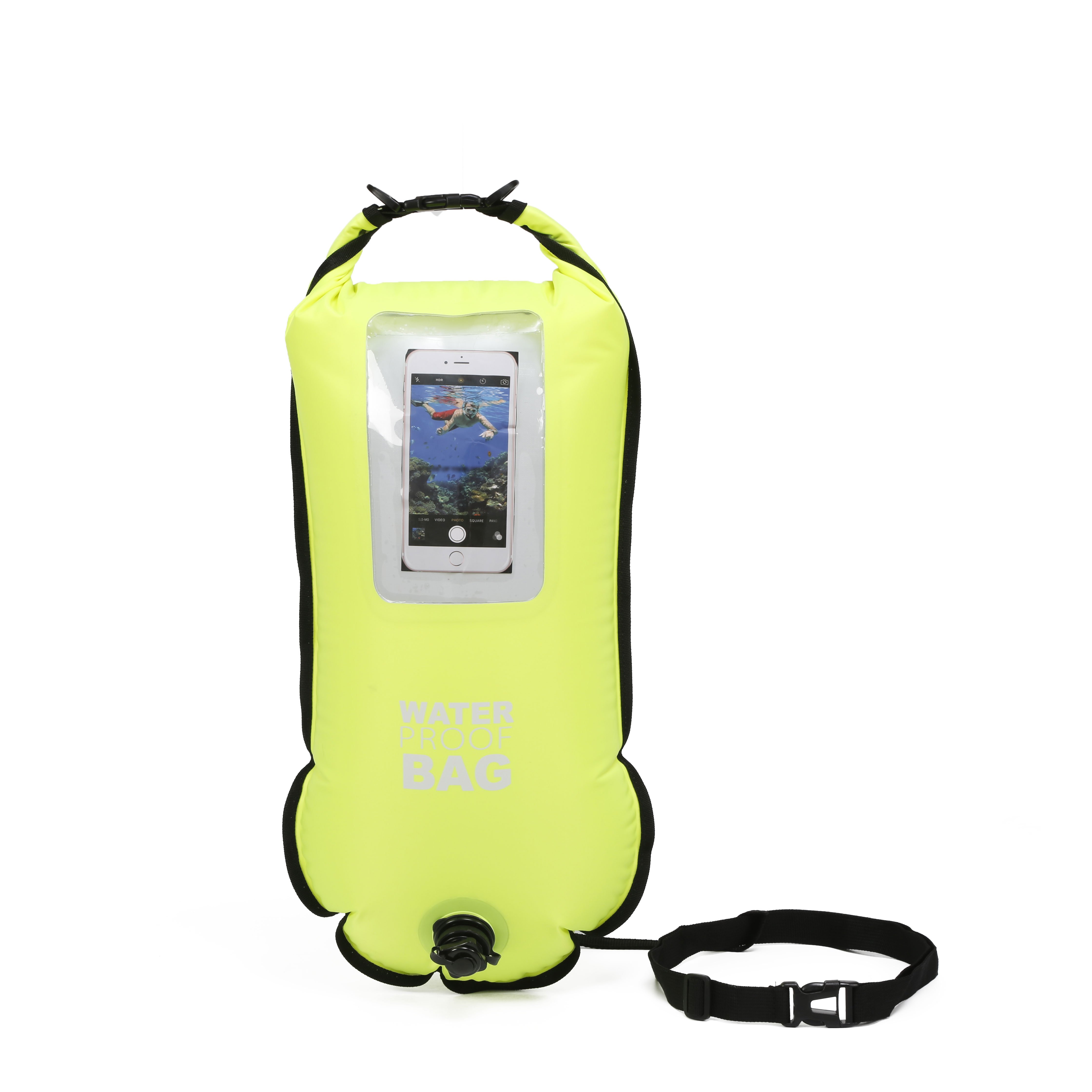 Swim Bubble for Open Water Swimmers Be Bright Be Seen While Swimming Outdoors with Safety Swim Buoy Tow Float with Phone Case