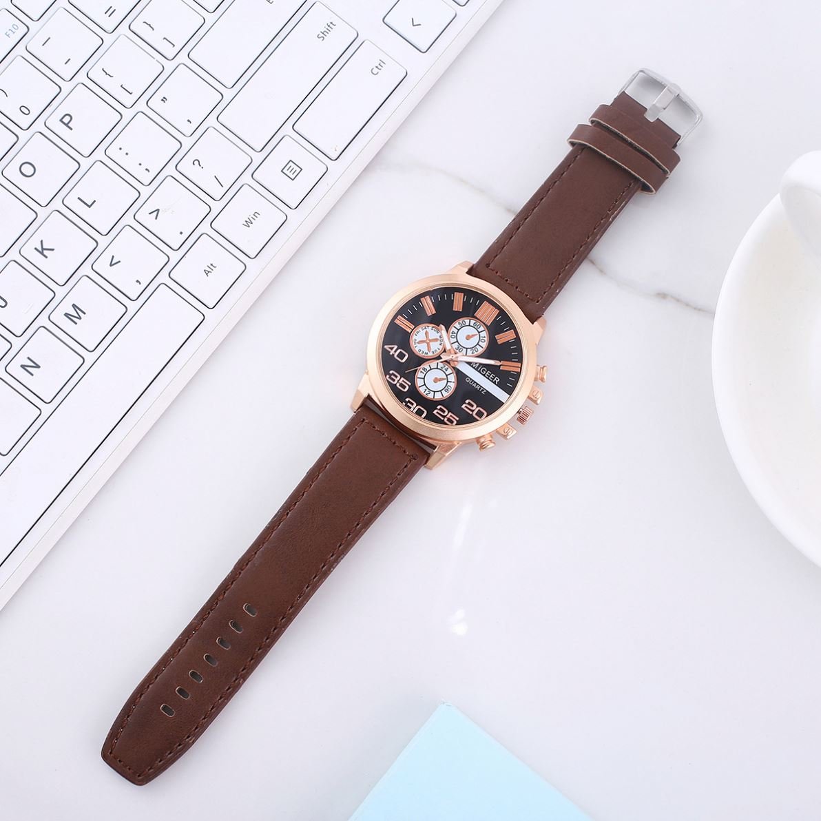 2024 Hot Christmas Gifts Belt Wallet Keychain Large Dial Quartz Watch Pen Watch 5pcs/set Boutique Gift Set