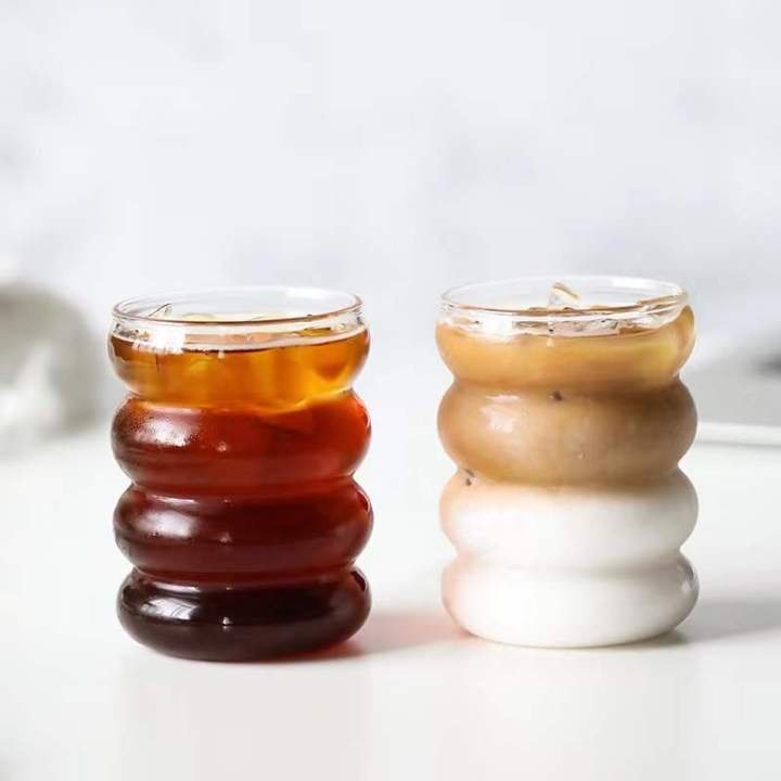 10OZ 300ML Hand blown Amber wine glass creative cocktail glasses coloured glassware New Corrugated cups tumbler glass