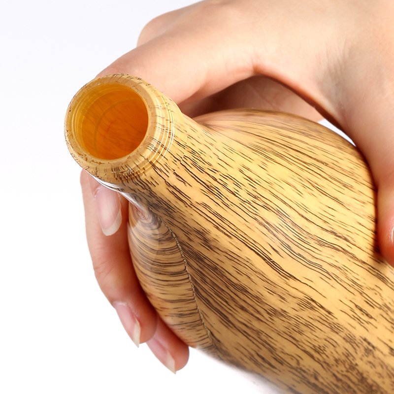 China Factory 75cl glass bottles wood pattern style Wooden Grain Wooden pattern wine beer bottle