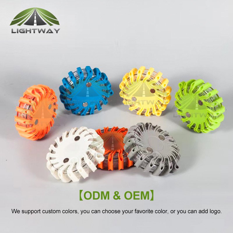 6 Pack Disc Rechargeable Emergency Safety Flare Waterproof Flashing LED Road Flares