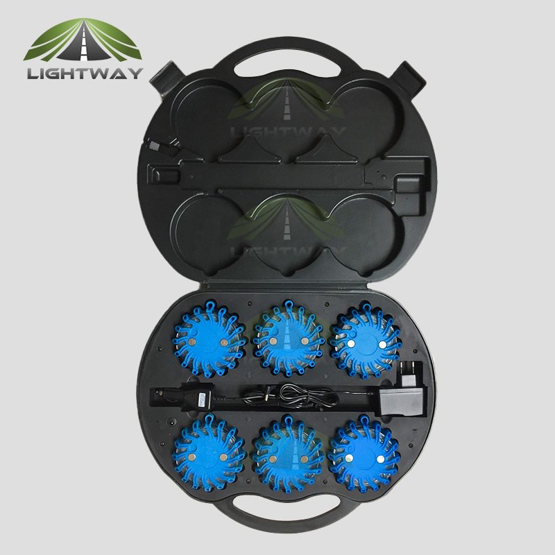 6 Pack Disc Rechargeable Emergency Safety Flare Waterproof Flashing LED Road Flares