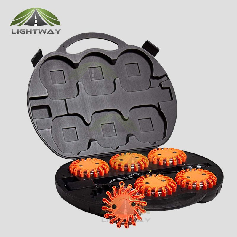 6 Pack Disc Rechargeable Emergency Safety Flare Waterproof Flashing LED Road Flares