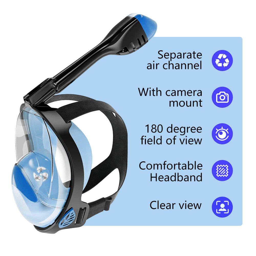 WASPO New Best Products Underwater Scuba Diving Equipment Set, Food Grade Silicone Full Face Snorkel Mask