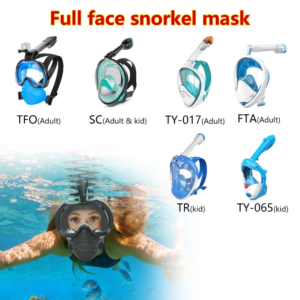 WASPO New Best Products Underwater Scuba Diving Equipment Set, Food Grade Silicone Full Face Snorkel Mask