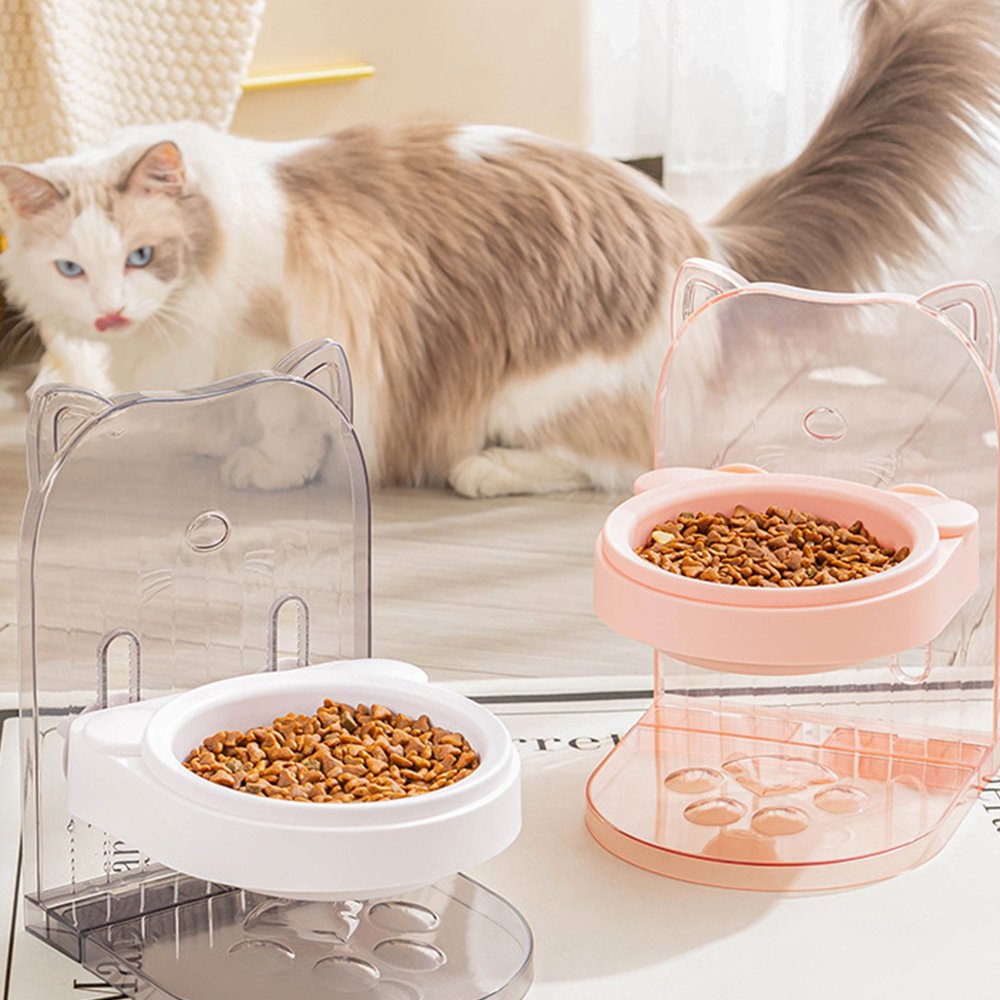 Cute Elevated Cat Dog Bowls With Plastic Stand Elevated Pet Food Feeder
