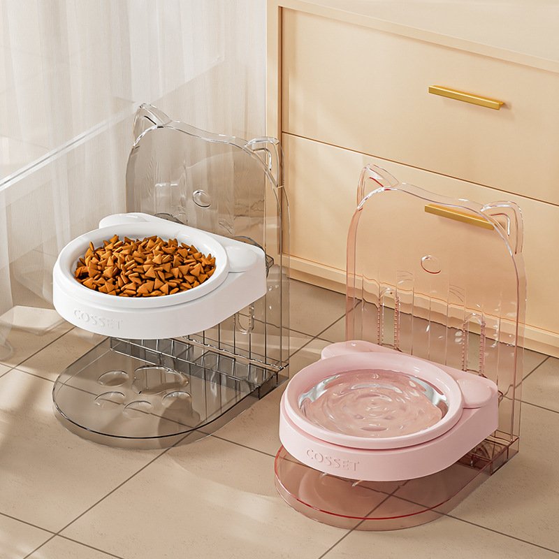 Cute Elevated Cat Dog Bowls With Plastic Stand Elevated Pet Food Feeder
