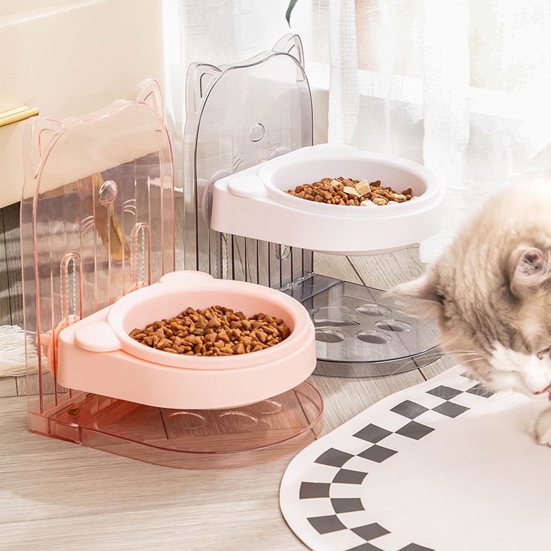 Cute Elevated Cat Dog Bowls With Plastic Stand Elevated Pet Food Feeder