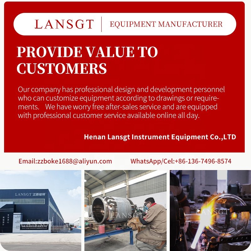 LANSGT 110V/220V 100L jacketed Glass decarboxylation Bio Industry Chemical Mixer reactor materials supplier