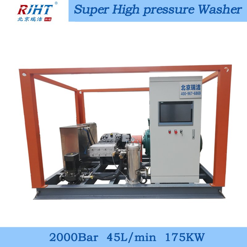 2000bar 45LPM 175KW Shipyard Paint And Rust Removal Clean Condenser Tubes Industrial Ultra High Pressure Washing Machine
