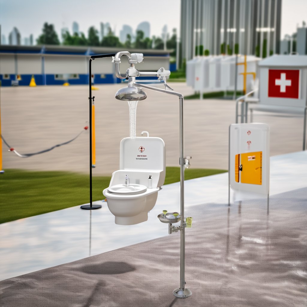 High Quality Chinese Safety Product Aluminum Base Stainless Steel 304 Emergency Shower & Eyewash Combination Station