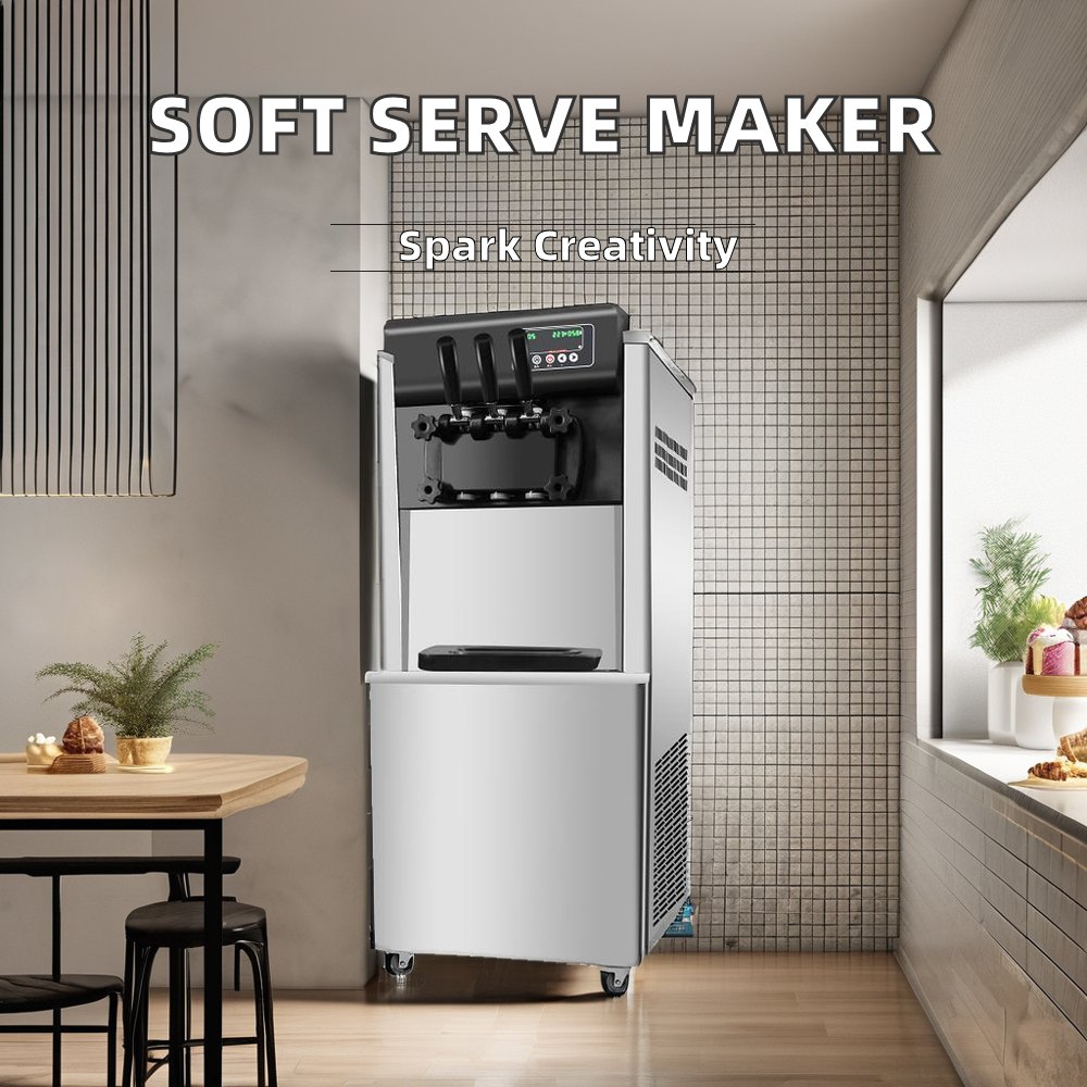 3 Flavors Automatic Yogurt Milk Chocolate Soft Ice Cream Vending Machine New Condition Maker Stainless Steel Milkshake Machine