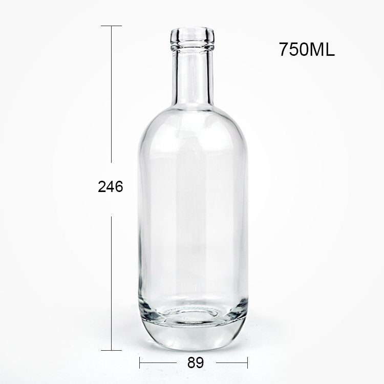 China factory Custom Clear Round Empty Glass Liquor Wine Whiskey Vodka Tequila Bottle With Cork Stopper Wine Glass Bottle