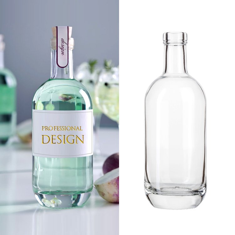 China factory Custom Clear Round Empty Glass Liquor Wine Whiskey Vodka Tequila Bottle With Cork Stopper Wine Glass Bottle