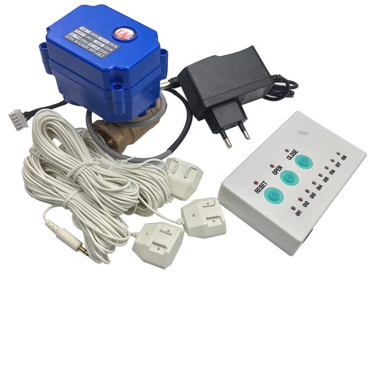 water Leak Detector Underground Smart Home Water Leaking Detector Alarm With 1/2'' 3/4'' 1'' Brass Motorized Valve