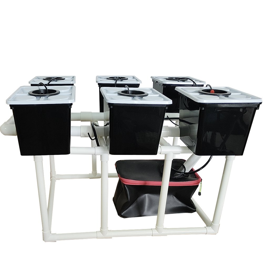 Efficient Dutch Bucket System with 6 Buckets Stands Drip Irrigation Tank Pump for Tomatoes and Strawberries