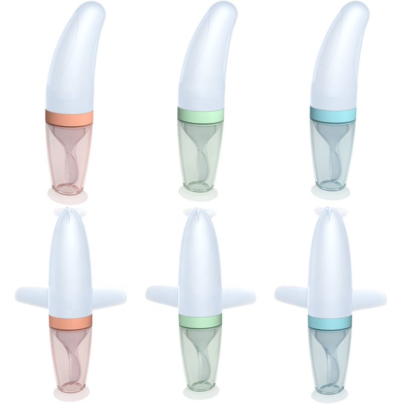 New Arrival ODM&OEM Mamadeira biberon squeezable silicone baby bottle BPA Free baby feeding bottle With Spoon