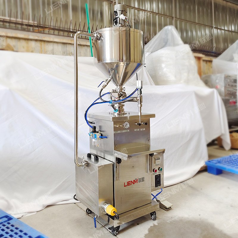 Best Price Manual Thick Paste Filling Machine 1000ml with Heating Mixing Hopper Small Plastic Bag Packets Liquid Filling Machine