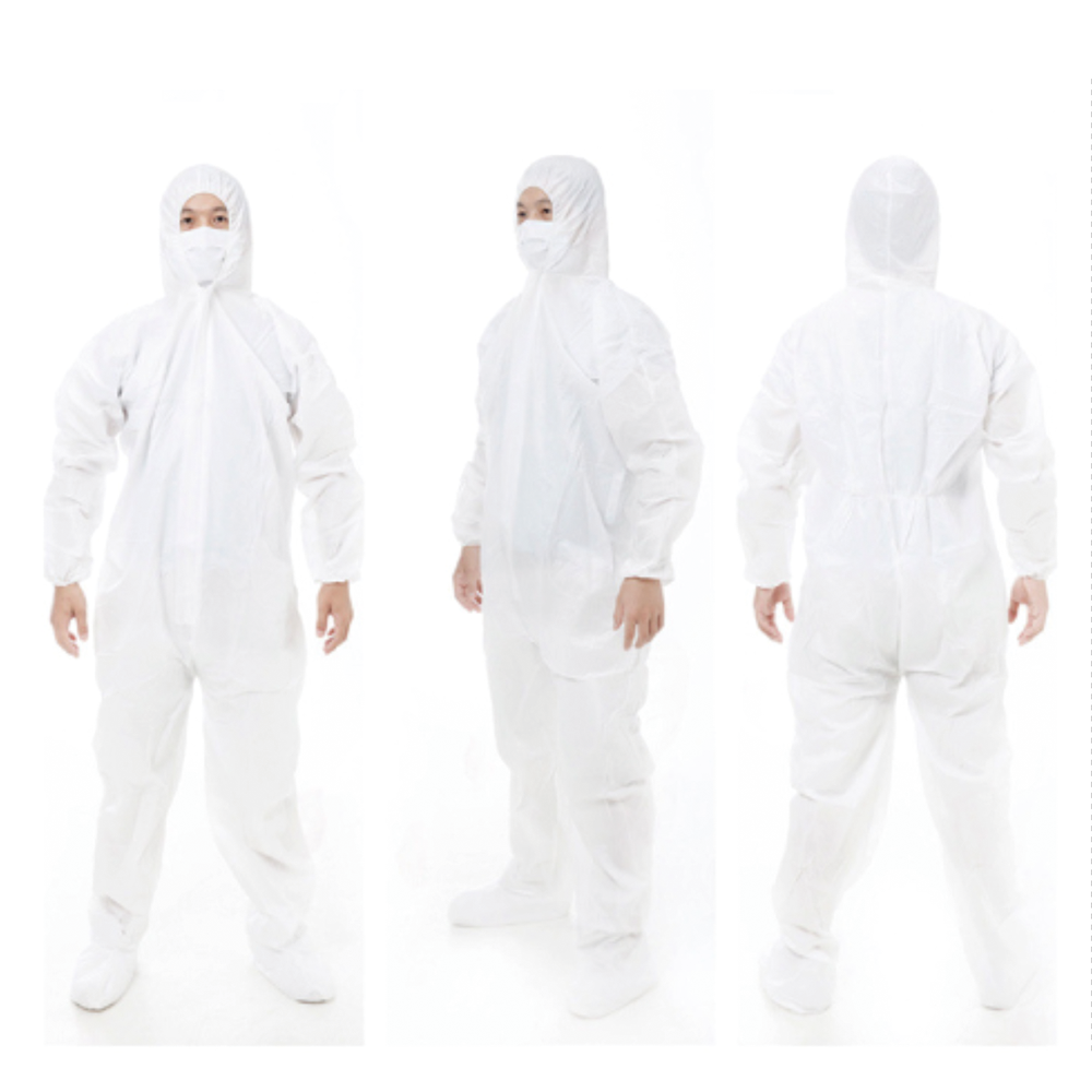 Aeofa 60gsm SF Personal Equipment Set Waterproof White Full Body Protective Safety Coverall PPE