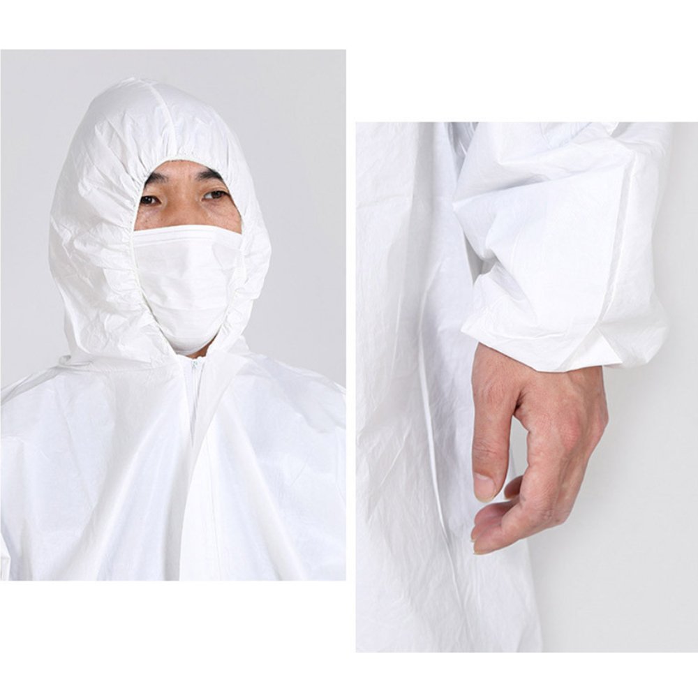 Aeofa 60gsm SF Personal Equipment Set Waterproof White Full Body Protective Safety Coverall PPE