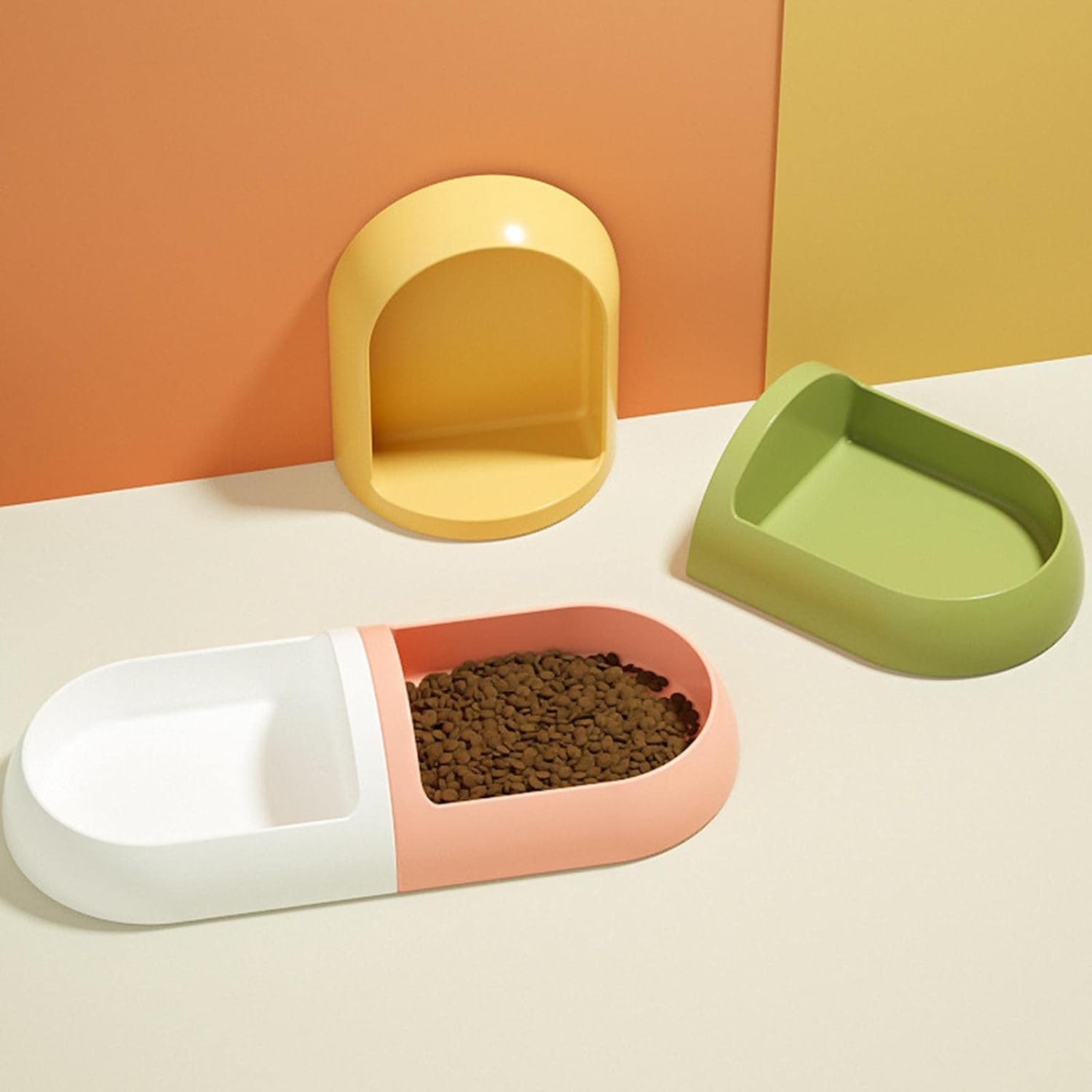 Pet Capsule Combination Water Bowl Cat Easy To Clean Bowl Pet Bowl Feeder Cat Puppies Food Basin