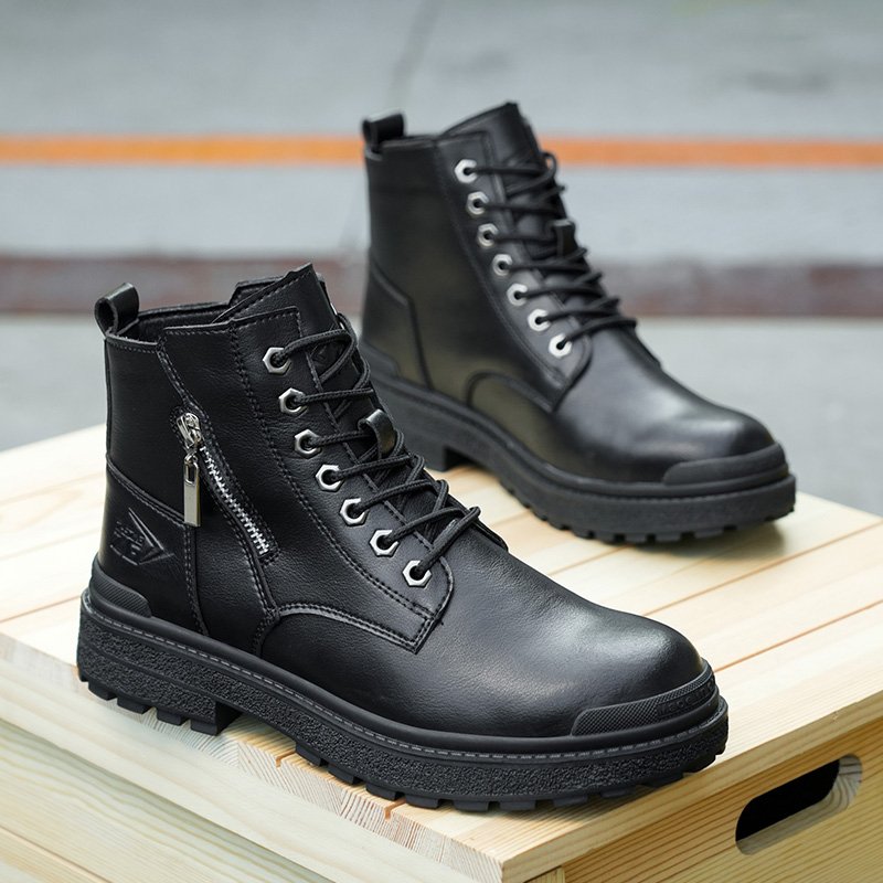 Factory Direct Autumn Microfiber Leather Fashion Steel Toe Cap Unisex water Black Safety Boots