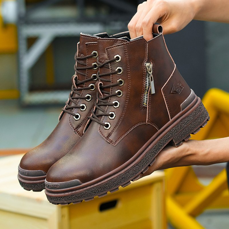 Factory Direct Autumn Microfiber Leather Fashion Steel Toe Cap Unisex water Black Safety Boots