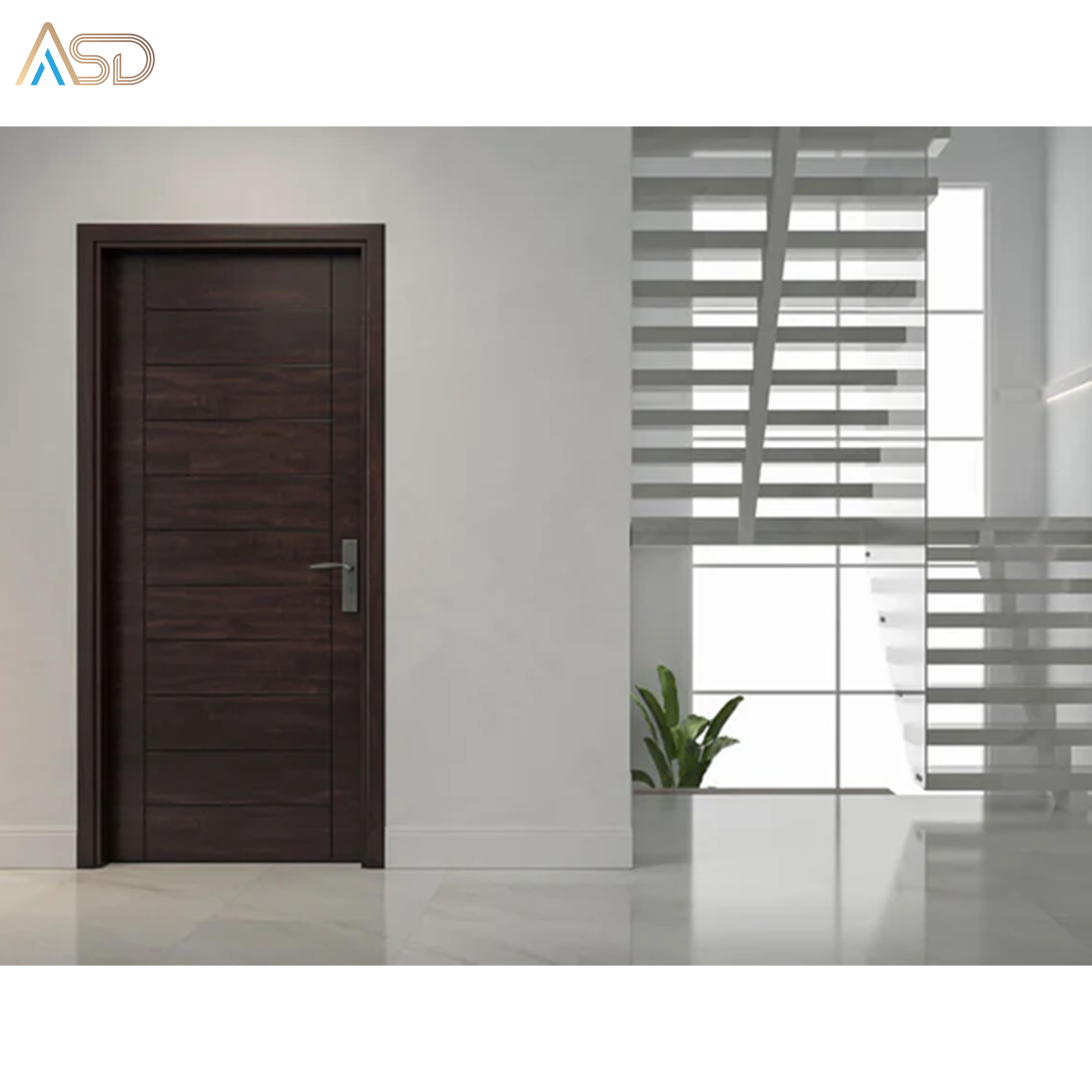Asinda 2024 New Product Solid Wood Doors Curved Painted Wooded Doors Villa Apartment Hotel