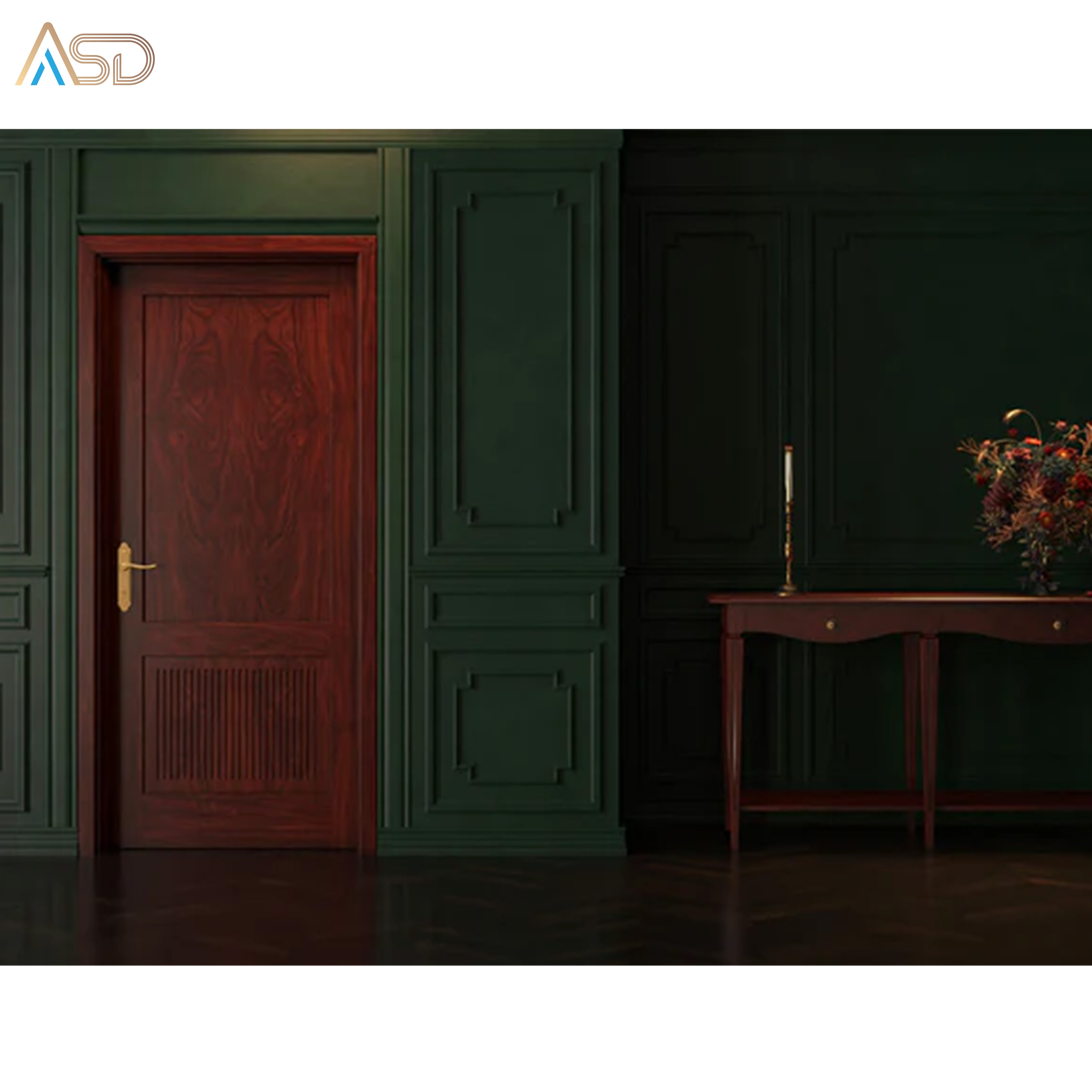 Asinda 2024 New Product Solid Wood Doors Curved Painted Wooded Doors Villa Apartment Hotel
