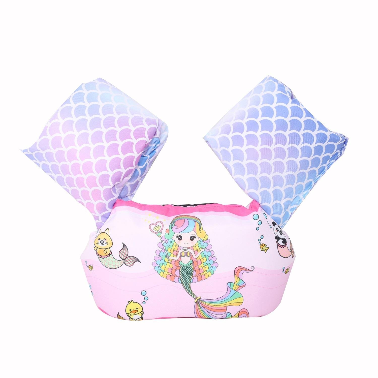 Customized Pattern PVC Cartoon Inflatable Life Jackets Swimming Pool Safety Arm Rings Life Vest For Children